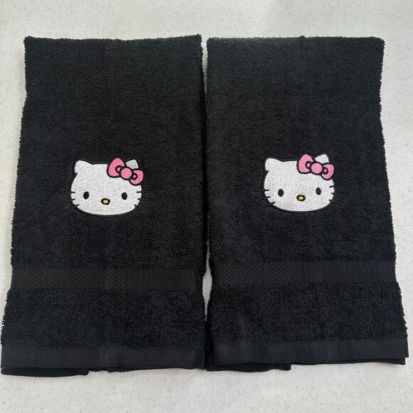 Hello Kitty Towels Embroidered Hand Towel Set Hot Pink Cute Girly Bathroom Decor - Picture 2 of 3